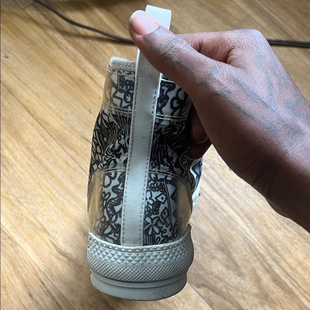 Dior Graphic High-Top Sneakers in Black and White - Picture 3 of 4